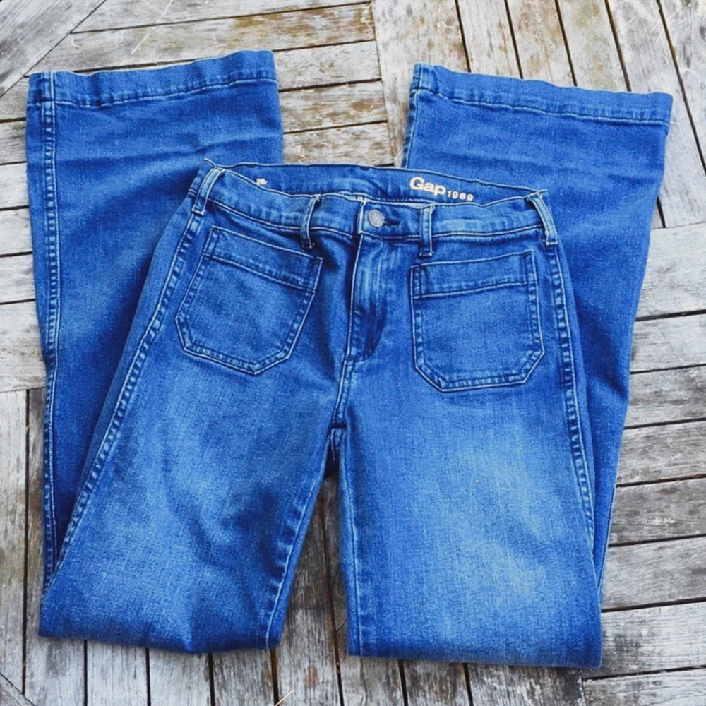 Gap 1969 Wide Leg Patch Pocket Flare Jeans